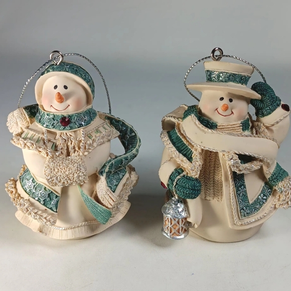 St. Flurry Ornament Set of 2 "Mrs. Snowman" 2002 & "Stanley Frozman" 2002 - Picture 1 of 9